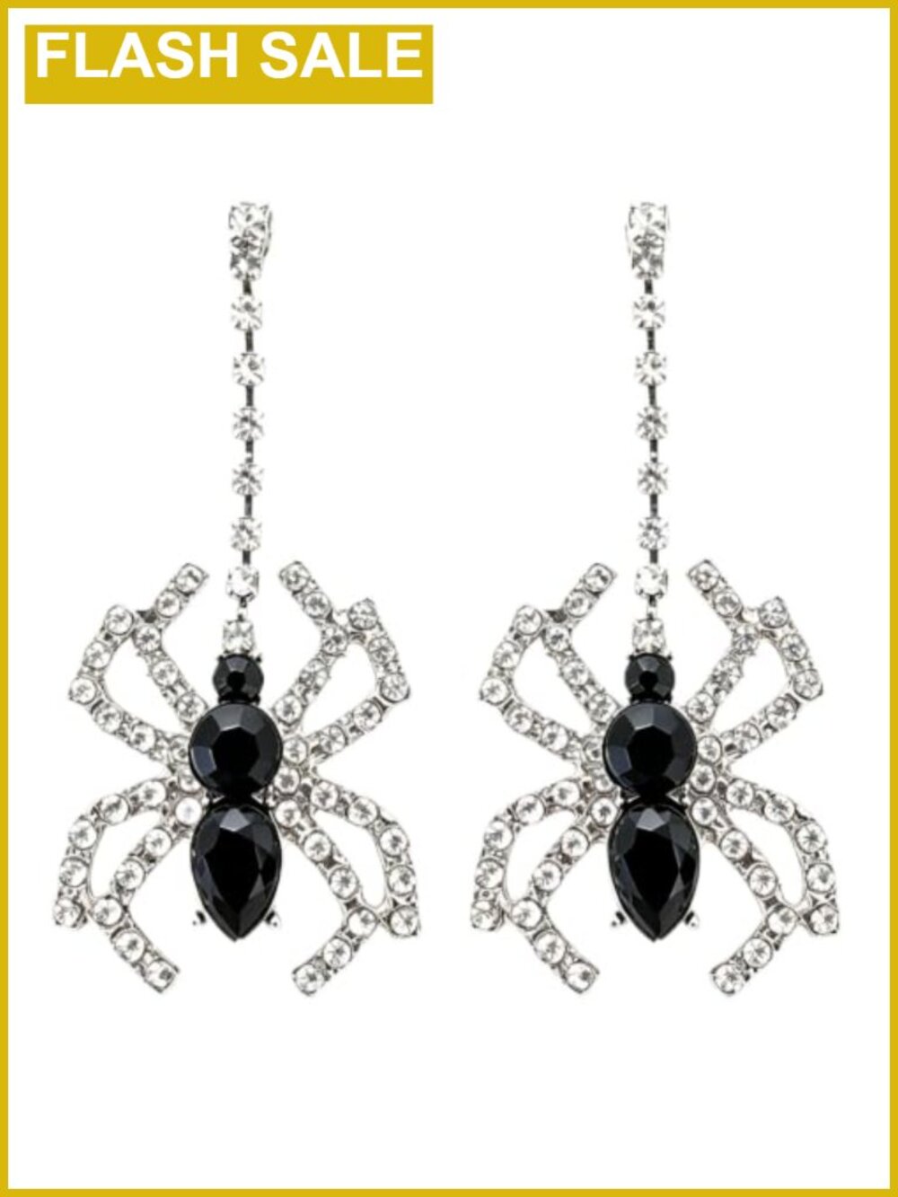 Gothic Spider Dangle Earrings Metal Clip On Halloween Jewelry